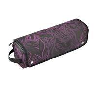 FRODOTGV Halloween Composition Mystical Cat Skeleton 2 en 1 - Estuche de viaje para rizador y tapete resistente al calor con cremallera a prueba de polvo, bolsa alisadora de pelo para plancha,