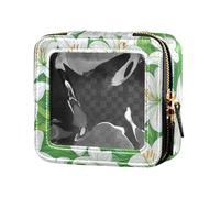 FRODOTGV Happy Easter Rabbit - Bolsa de maquillaje transparente con lazo, diseño de conejo, zanahorias y margaritas, 08, 1 Size