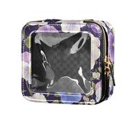 FRODOTGV Hermoso bolso de maquillaje de cuero transparente con patrón vintage para bolso, neceser de viaje, organizador portátil de cosméticos para niñas, The Garden - Flor de pensamiento tricolor