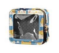 FRODOTGV Honey Bees Daisy - Bolsa de maquillaje de piel transparente para artículos de cambiador de viaje para niñas y mujeres, Divertidas y coloridas caras de gatos en azul lindo, 1 talla