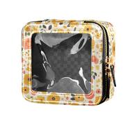 FRODOTGV Honey Bees Daisy - Bolsa de maquillaje pequeña de piel transparente para artículos de aseo personal, neceser de viaje para niñas y mujeres, Lindo leopardo mezcla de rosas, 1 Size