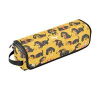 FRODOTGV Hot Dog - Bolsa de viaje portátil para rizador de pelo para mujer, sin costuras, organizador de herramientas y tapete resistente al calor para alisadores y secador de pelo, Dachshund Dreams