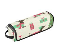 FRODOTGV Hot Hair Tools - Bolsa de viaje organizadora de accesorios para el cabello con alfombrilla resistente al calor, árboles de Navidad, perros salchicha, verde para rectos, rizador, secador de