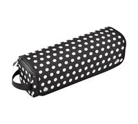 FRODOTGV Hot Hair Tools - Bolsa de viaje para herramientas de pelo con alfombrilla extraíble resistente al calor, lunares negros para alisadores, rizador, secador de pelo, Negro (Black Polka Dots), 1