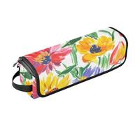 FRODOTGV Hot Hair Tools - Bolsa de viaje para mujer con alfombrilla extraíble resistente al calor, flores primaverales, cactus delfinio, amarilis, verde salvia, para alisadores, rizador, secador de