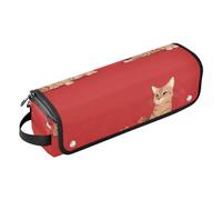 FRODOTGV Hot Hair Tools - Bolsa de viaje para mujer con alfombrilla extraíble resistente al calor, gatos divertidos rojos para alisadores, rizador, secador de pelo