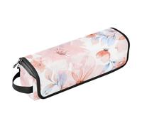 FRODOTGV Hot Hair Tools - Bolsa de viaje para mujer, resistente al calor y almacenamiento con cremallera, flores naranjas dibujadas en acuarela para rizador, alisador, secador de pelo plano