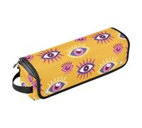 FRODOTGV Impresionante bolsa de viaje para herramientas de cabello amarillo malvado de ojos malvados y alfombrilla resistente al calor con cremallera, impermeable, estuche de viaje para rizador,