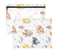 FRODOTGV Lindas bolsas de plástico para lápices de pez ángel con cremalleras suaves, carpeta de archivos de plástico para carpeta de 3 anillos, paquete de 2 suministros de oficina para profesores