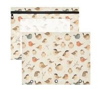 FRODOTGV Little Birds - Carpeta de plástico con cremalleras suaves para carpetas de papel A4, cartas, 2 unidades, color beige