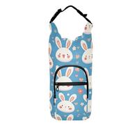FRODOTGV Little Bunny Face - Soporte para botella de agua azul que ahorra espacio, con correa, se adapta a botellas de 20/24/32/40 onzas