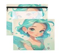 FRODOTGV Little Cute Girl - Carpeta de plástico para lápices con cremalleras suaves, carpeta de archivos de plástico para carpetas de 3 anillos, paquete de 2 suministros para clases de profesores