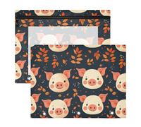 FRODOTGV Little Pig Face Leafs - Carpeta para lápices con 3 ojales reforzados, bolsillo de 3 anillos para cartas de papel A4, paquete de 2 suministros de arte para profesores