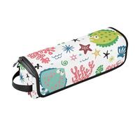 FRODOTGV Lovely Marine Life - Organizador de herramientas para el cabello 2 en 1 con alfombrilla resistente al calor, estuche de viaje grande para rizador, alisador de pelo, secador de pelo plano,