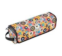 FRODOTGV Maletín de viaje 2 en 1 con diseño de círculo de ojo malvado para mujer, bolsas planas abiertas grandes y alfombrilla resistente al calor con cremallera para planchas planas, alisadores