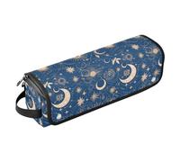 FRODOTGV Mandala Moon Sun Zodiac - Estuche de viaje 2 en 1 para mujer, bolsas planas abiertas de gran capacidad con almohadilla resistente al calor para planchas planas, alisadores