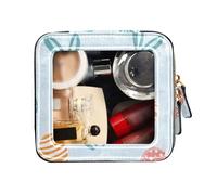 FRODOTGV Mini bolsa de maquillaje transparente con cremallera, organizador de cuero, huevos de Pascua, día festivo, conejo, conejo, Happy Easter Eggs Holiday Bunny Rabbit, 1 Size