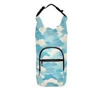 FRODOTGV Mochila con cordón ajustable de varios tamaños con diseño de árboles blancos y turquesas, con bolsillos y soporte para botella de agua, para botellas de 20/24/32/40 onzas