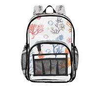 FRODOTGV Mochila estética coral blanca transparente mochilas listas para la escuela para niñas adolescentes bolsa transparente resistente al desgaste, coral estético blanco, 1 tamaño, Coral estético