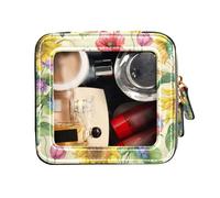 FRODOTGV Neceser con diseño de flores, orejas, girasol, aciano, amapola, cebada, con cremallera, bonita bolsa de maquillaje de viaje, transparente, portátil, Flores Orejas Girasol Aciano Amapola