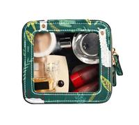 FRODOTGV Neceser de viaje transparente para maquillaje, pequeño, con diseño de alpacas felices, color verde llama, Happy Alpacas Llama Green, 1 Size