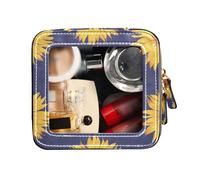 FRODOTGV Neceser transparente con diseño de flores de girasol botánico sin costuras con cremallera, Flores de girasol botánicas sin costuras, 1 Size