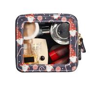 FRODOTGV Neceser transparente pequeño con diseño de gnomos y caramelos rojos con textura navideña, bolsa de maquillaje para bolso, bolsas de cosméticos, Gnomos con textura navideña, caramelos rojos, 1