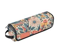 FRODOTGV Organizador de herramientas para el cabello 2 en 1 con ilustración floral vintage amarillo con alfombrilla resistente al calor, organizador portátil portátil de viaje, Ilustración floral