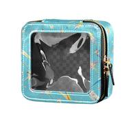 FRODOTGV Red Lips - Neceser transparente impermeable con cremallera, organizador de esmalte de uñas para niñas, Tornillos de rayo vintage, talla de un talla