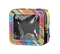 FRODOTGV Rosas rojas con globos oculares y cuervos negros de piel transparente bolsa de maquillaje de viaje bolsas de artículos de cambiador organizador de cosméticos para niñas, Rayas abstractas del