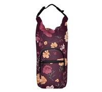 FRODOTGV Soporte para botella de agua con diseño de peonías y flores rosadas, mochila con cordón fácil de transportar con soporte para botellas de agua con correa, se adapta a botellas de 20/24/32/40