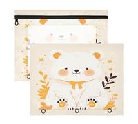 FRODOTGV Sweet Bear - Bolsas portátiles con 3 agujeros para cartas de papel A4, paquete de 2 suministros para estudiantes y aulas