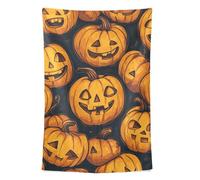 FRODOTGV Tapiz con diseño de calabazas y sonrisas, arte de pared para decoración de baño y baño, 152 x 101 cm