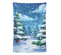 FRODOTGV Tapiz festivo de paisaje de invierno con árboles de Navidad, cubrecama para decoración de baño y baño, 152 x 101 cm