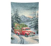 FRODOTGV Tapiz para colgar en la pared, diseño de camión con árboles de Navidad en un paisaje nevado de invierno, para decoración de lavandería, 152 x 101 cm