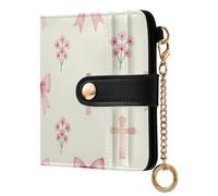 FRODOTGV Tarjetero compacto de piel sintética para mujer, diseño de flores y cruz en acuarela, diseño de fe religiosa cristiana para espiritual y