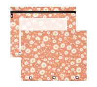 FRODOTGV Tiny Daisy Light Salmon - Bolsas para carpetas con 3 ojales reforzados, bolsillo de 3 agujeros para cartas de papel A4, paquete de 2 suministros de clase para estudiantes