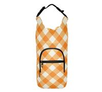 FRODOTGV Transportador de botellas de agua a cuadros naranja de varios tamaños para caminar, senderismo, equipo de agua, mochila para botellas de agua de 20/24/32/40 onzas
