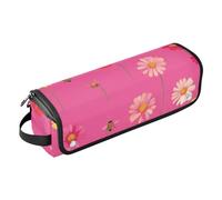 FRODOTGV Unique Daisy - Bolsa de herramientas para el cabello rosa intenso con alfombrilla extraíble resistente al calor para mujer, almacenamiento esencial, impermeable, rizador, estuche de viaje