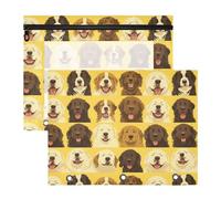 FRODOTGV Unique Dogs Face - Carpeta amarilla para lápices, ventana transparente, bolsillo de 3 agujeros para carpetas de 3 anillos, paquete de 2 suministros escolares para estudiantes