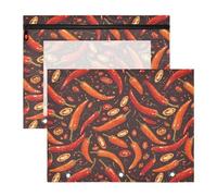 FRODOTGV Unique Peppers - Estuche para lápices con 3 ojales reforzados, carpeta de archivos de plástico para carpetas de 3 anillos, paquete de 2 suministros universitarios para estudiantes