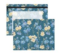 FRODOTGV Unique Phlox - Carpeta de plástico transparente para lápices de 3 anillos, color turquesa oscuro, paquete de 2 suministros de oficina para profesores