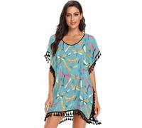 FRODOTGV Vestido de verano con diseño de libélula para mujer, vestido de borla de gran tamaño, Ilustración del patrón de libélula, M