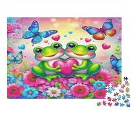 Frog 1000 Pieces for Adults & Kids Frogs with Heart and Butterflies Educational Games Home Decor Puzzle for Family 38x26cm/1000pcs