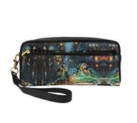 Frog and Rain - Bolsa de maquillaje portátil para mujer, bolsa de maquillaje, organizador de accesorios, Black, Talla única, Neceser de maquillaje