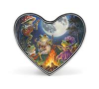 Frog Bonfire Party Under The Moon Brooch Pins Heart Badge Collar Lapel Pins Dress Coat Accessories for Women Men