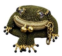 Frog Coin Purse, Beaded Coin Purse Keychain with Kiss Lock, Cute Small Coin Pouch Bag Charm for Women
