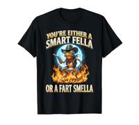 Frog Cowboy Eres O Un Tipo Inteligente O Un Pedo Smella Camiseta gráfica económica, Hombre, Negro, M