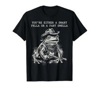 Frog Cowboy Eres O Un Tipo Inteligente O Un Pedo Smella Camiseta gráfica económica, Hombre, Negro, M