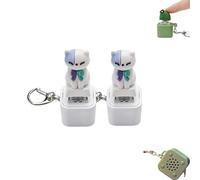 Frog Croaking Fidget Toy,Frog Keychain with Sound Croaking,Keyboard Fidget Clicker Toy with Colorful Lights,Fun & Portable Anxiety Relief Toys (Glowing Cat,Two)